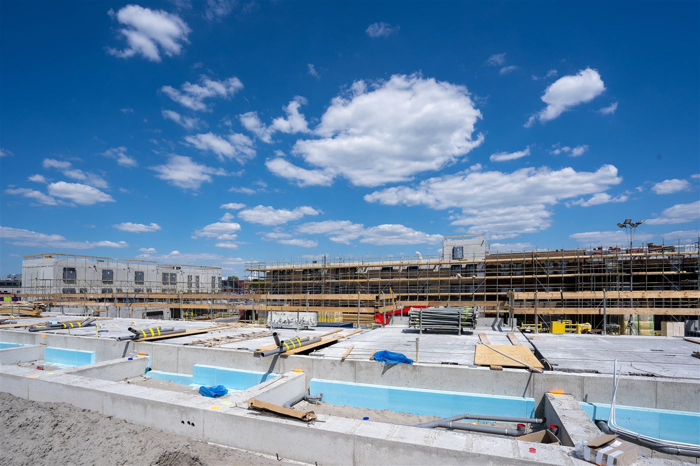 Building exterior with scaffolding