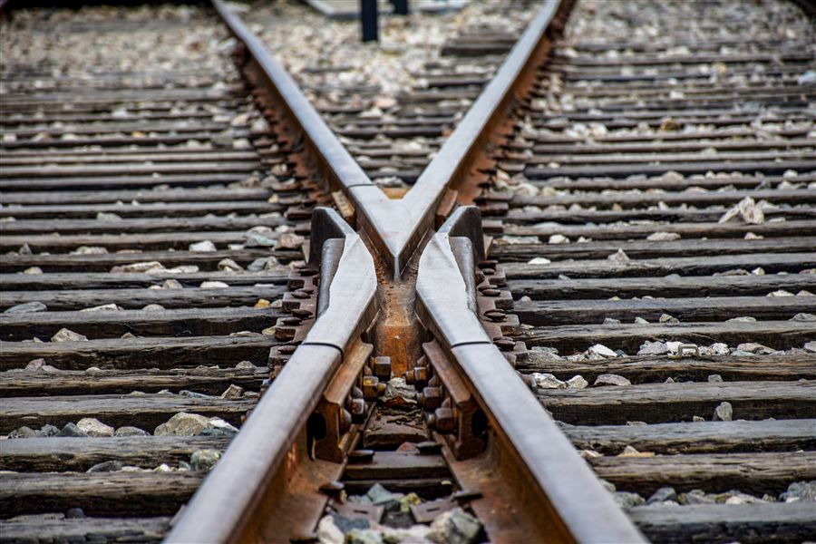 Railway tracks crossing junction